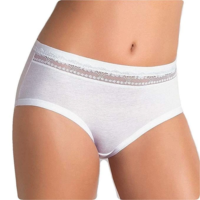 Slip Midi Donna Cotone Elasticizzato E Pizzo Cotonella GD168 3 Slip Midi Donna Cotone Elasticizzato E Pizzo Cotonella GD168