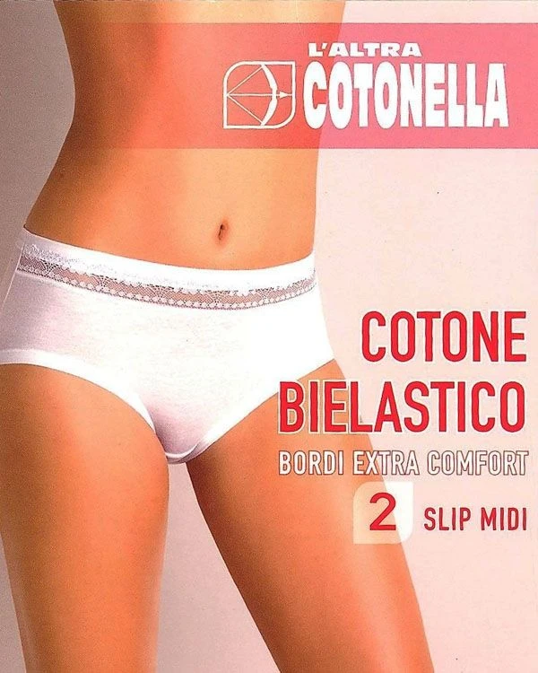 Slip Midi Donna Cotone Elasticizzato E Pizzo Cotonella GD168 4 Slip Midi Donna Cotone Elasticizzato E Pizzo Cotonella GD168 - immagine 2