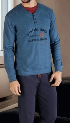 Pigiama Uomo Caldo Cotone Nottingham 32386 Prezzo Promozionale Outlet