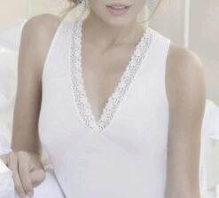 Canottiera Donna Larga Stretta Con Forma Del Seno Filo Di Scozia Con Pizzo Emmebivi 19912