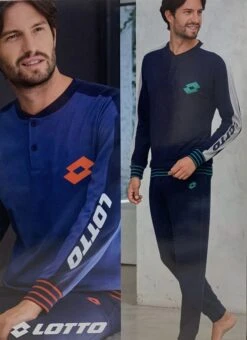Pigiama Uomo Lungo 100% Cotone Jersey Lotto 4055 Prezzo Promozionale