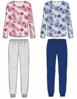 Pigiama Donna Lungo 100% Cotone Jersey Il Granchio Lady 417 Special Price -Sconto Enrico Coveri 417 b