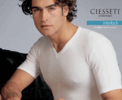 Maglia Uomo Mezza Manica Scollo A V Cotone Felpato Ciesseti 42017