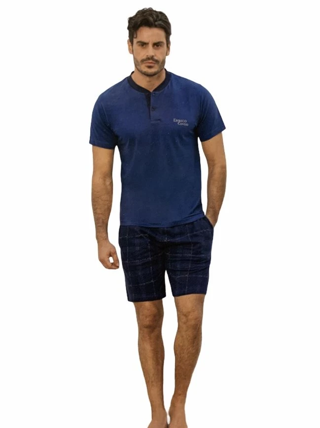 Pigiama Uomo CORTO Cotone Jersey Enrico Coveri 9131 4 Pigiama Uomo CORTO Cotone Jersey Enrico Coveri 9131 - immagine 2