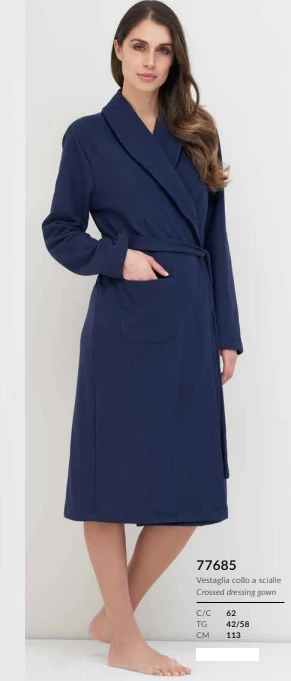 Vestaglia Donna Incrociata Cotone Felpato Linclalor 77685 3 Vestaglia Donna Incrociata Cotone Felpato Linclalor 77685