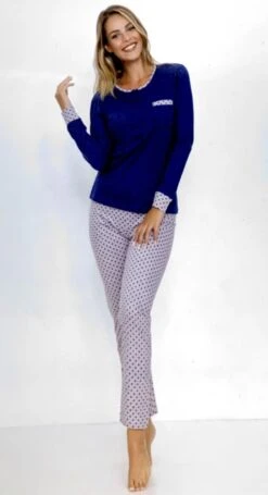 Pigiama Donna Lungo 100% Cotone Jersey Il Granchio Lady 418