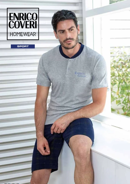 Pigiama Uomo CORTO Cotone Jersey Enrico Coveri 9131 3 Pigiama Uomo CORTO Cotone Jersey Enrico Coveri 9131