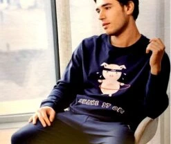 Pigiama Uomo Fila 1083 100% Cotone Caldo Interlock -Sconto Enrico Coveri b1083