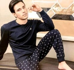 Pigiama Uomo Fila 1085 100% Cotone Caldo Interlock -Sconto Enrico Coveri b1085 1 1