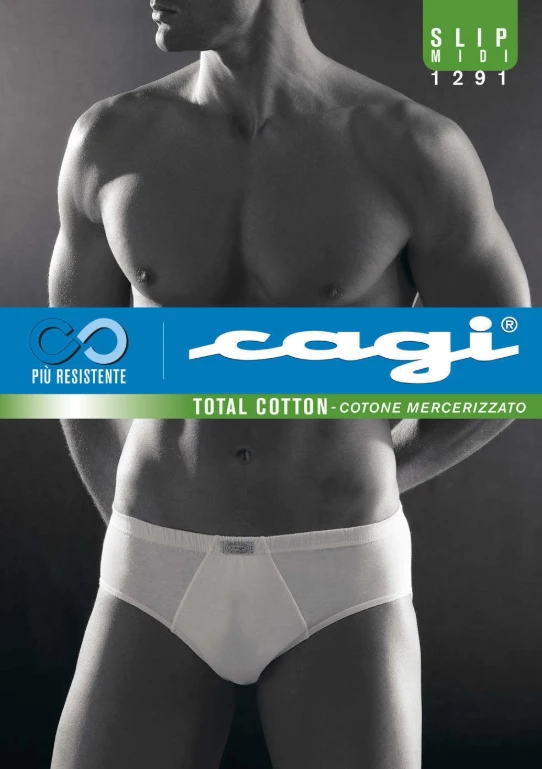 Slip Uomo Midi 100% Cotone Cagi Art.1291 3 Slip Uomo Midi 100% Cotone Cagi Art.1291