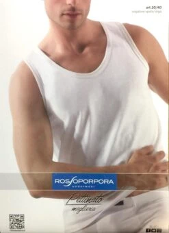 Canottiera Uomo Spalla Larga 100% Cotone Rossoporpora Art, 20/40